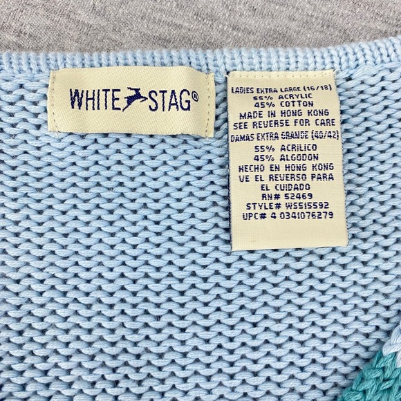 White Stag Extra Large Colorful Striped Knit Pullover Retro Sweater Womens XL - Picture 4 of 8